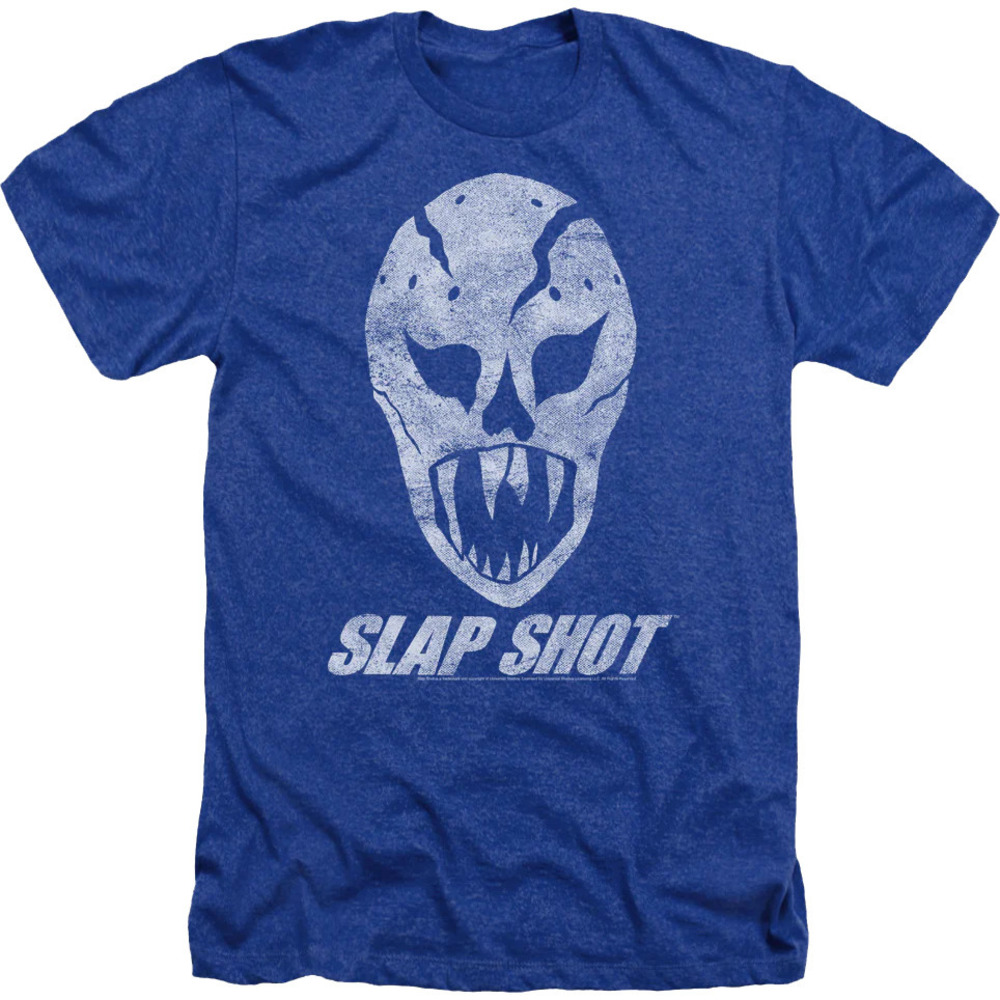 Royal Heather Goalie Mask Slap Shot Tshirt